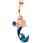Aqua Gem Rose Gold Tone Mermaid Belly Ring