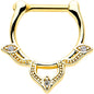 16G 3/8 Clear CZ Gem Gold Tone Triple Cats Eye Cartilage Clicker