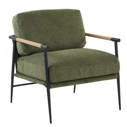 Lounge Chair Contemporary Fabric Green Solid Wood Frame 29 In