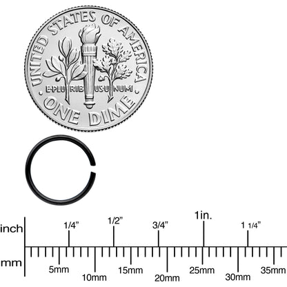 20G 5/16 Black Anodized Seamless Circular Ring Set of 12
