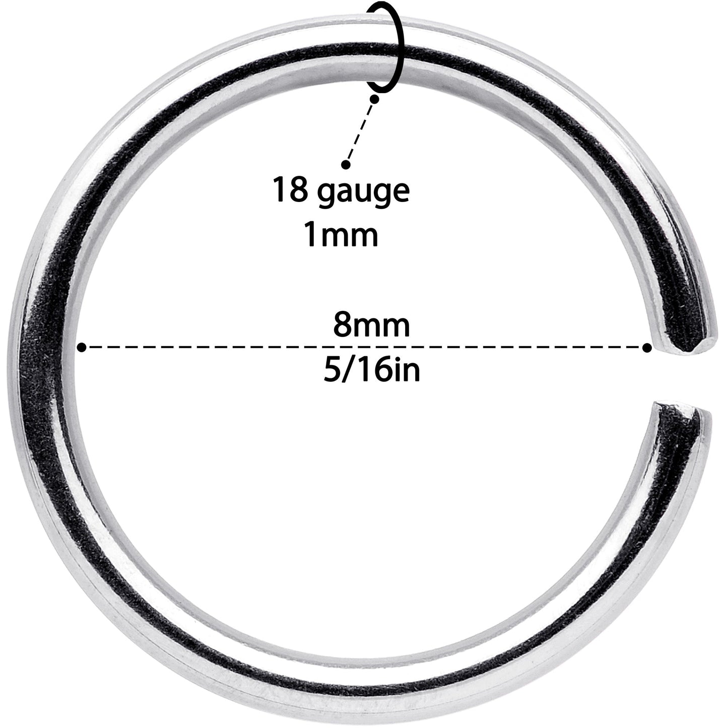 18G 5/16 Steel Rainbow Anodized Seamless Circular Ring Set of 12