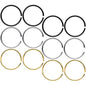 22G 5/16 Black Gold Tone Anodized Seamless Circular Ring Set of 12