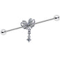 14G Clear Gem Looping Bow Dangle Industrial Barbell 38mm