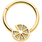 16G 3/8 Gold Tone Tasty Orange Fruit Hinged Segment Ring