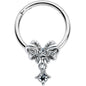 16G 3/8 Clear Gem Looping Bow Hinged Segment Ring