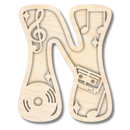 Unfinished Wood Layered Themed Letters | Groovy | A-Z | 2 Piece | up to 24"