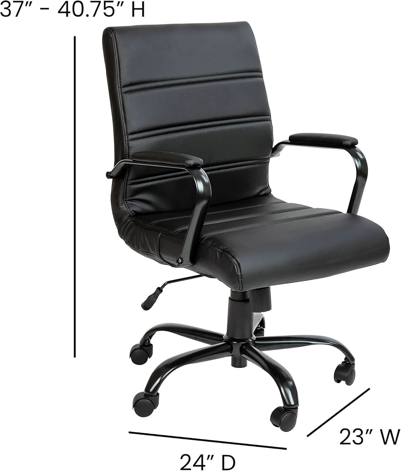Black Office Chair With Adjustable Height And Padded Seat