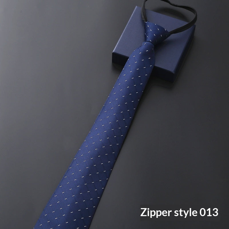 Mens Business Formal Zipper Tie With Blue Stripes
