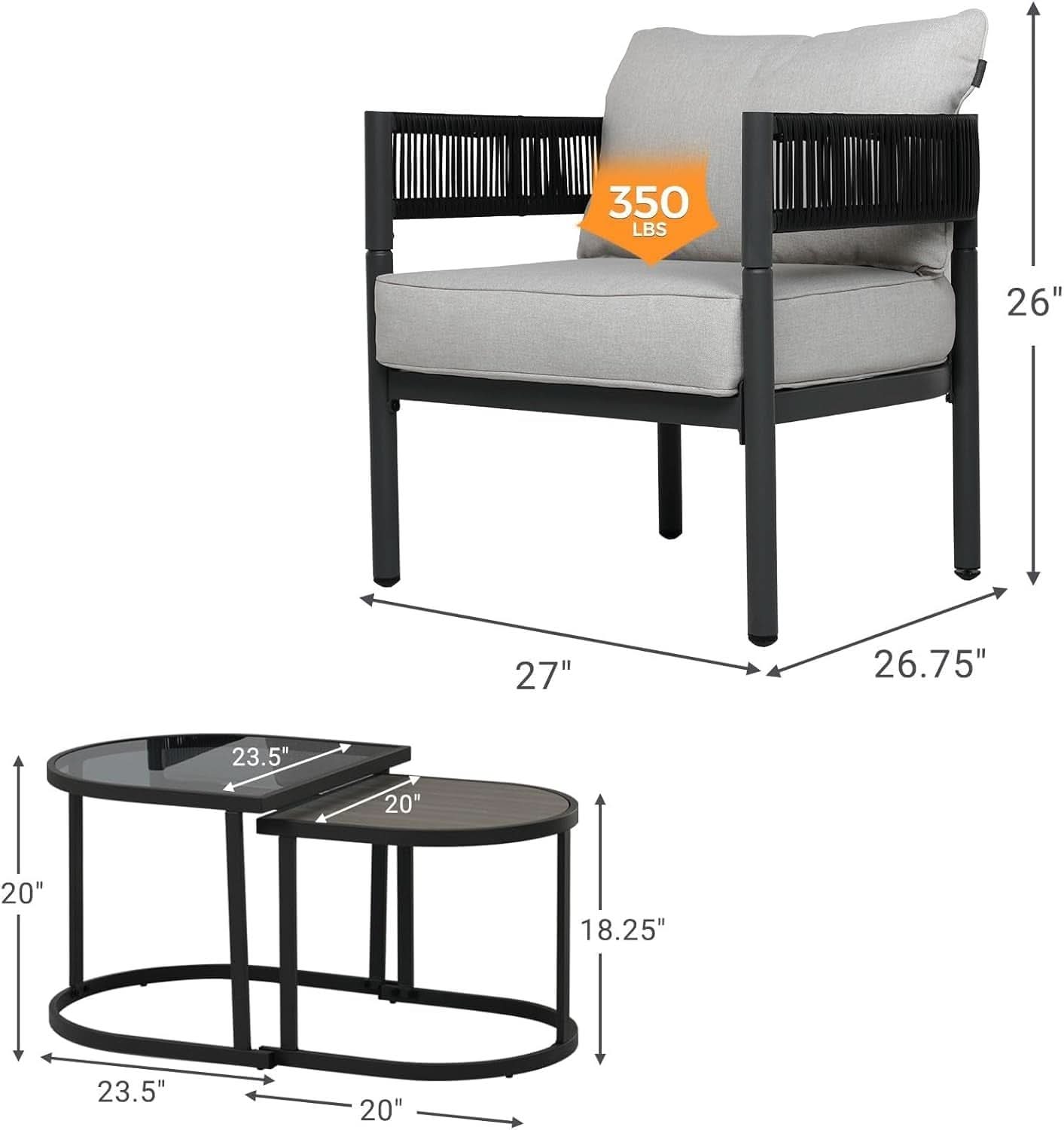 4 Piece Outdoor Wicker Conversation Set With 2 Chairs