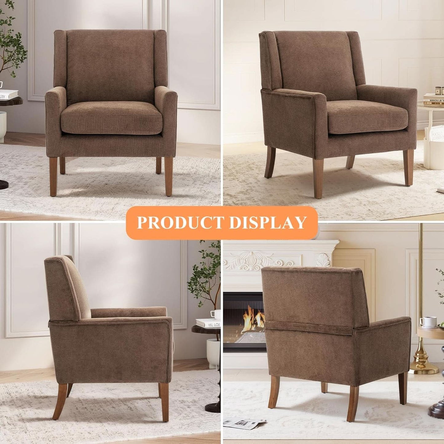Oversized Mid Century Fabric Charcoal Accent Chair
