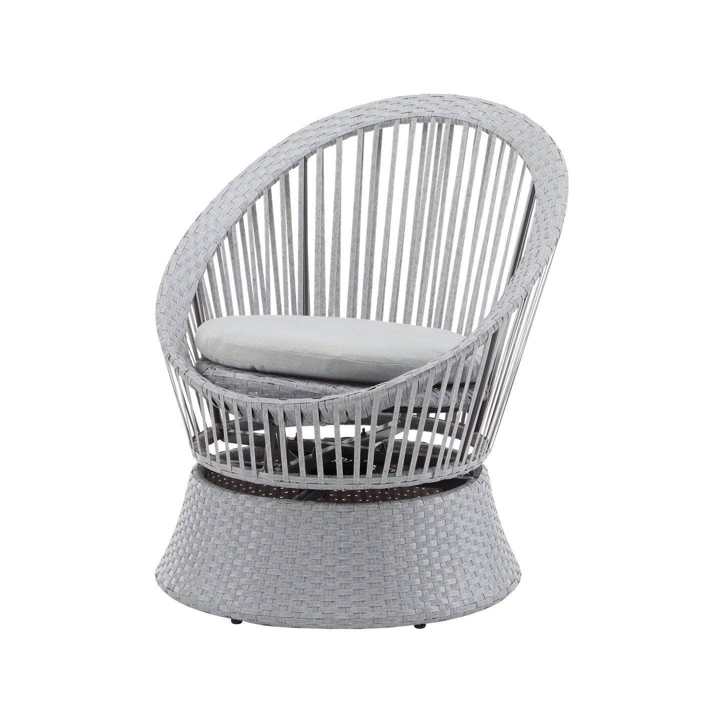 Modern Silver Grey Swivel Wicker Lounge Chair Set with PE Rattan and Iron