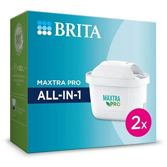 Brita MAXTRA PRO ALL-IN-1 Water Filter Cartridge - 2 Pack, Eco-Friendly Tap Water Purification, Improves Taste & Quality