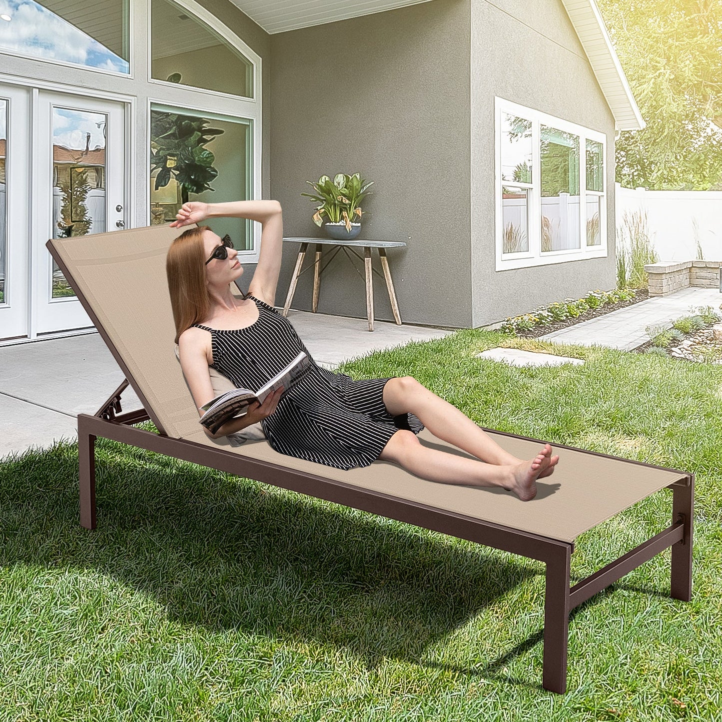 6-Position Chaise Lounge Chairs with Rustproof Aluminium Frame