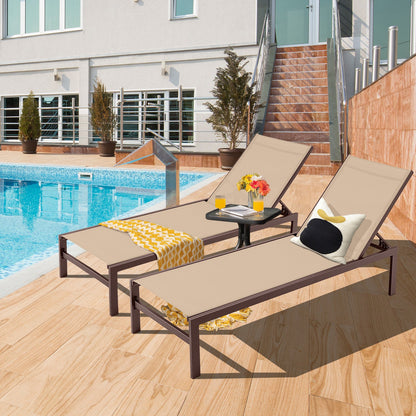 6-Position Chaise Lounge Chairs with Rustproof Aluminium Frame