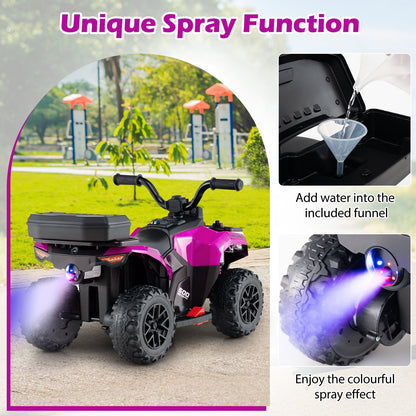 6V Kids Ride On ATV with Spray Function and Storage Box with Music