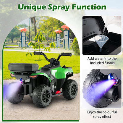 6V Kids Ride On ATV with Spray Function and Storage Box with Music