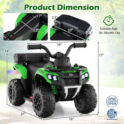 6V Kids Ride On ATV with Spray Function and Storage Box with Music
