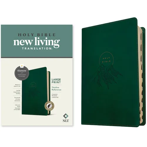 NLT Large Print Thinline Reference Bible, Filament Enabled (Leatherlike, Evergreen Mountain, Indexed, Red Letter) - Imitation Leather