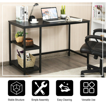 47 Inch Computer Desk Office Study Table Workstation Home with Adjustable Shelf Black