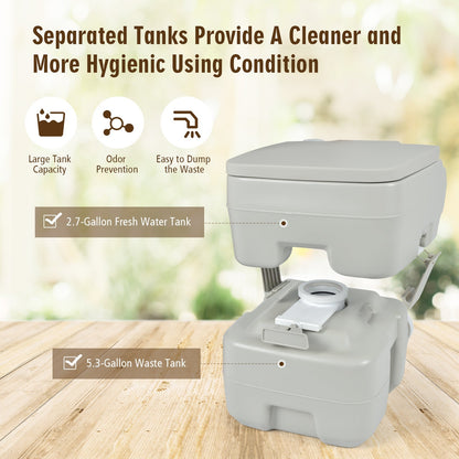 5.3 Gallon 20 L Portable Travel Toilet for Camping RV Indoor Outdoor