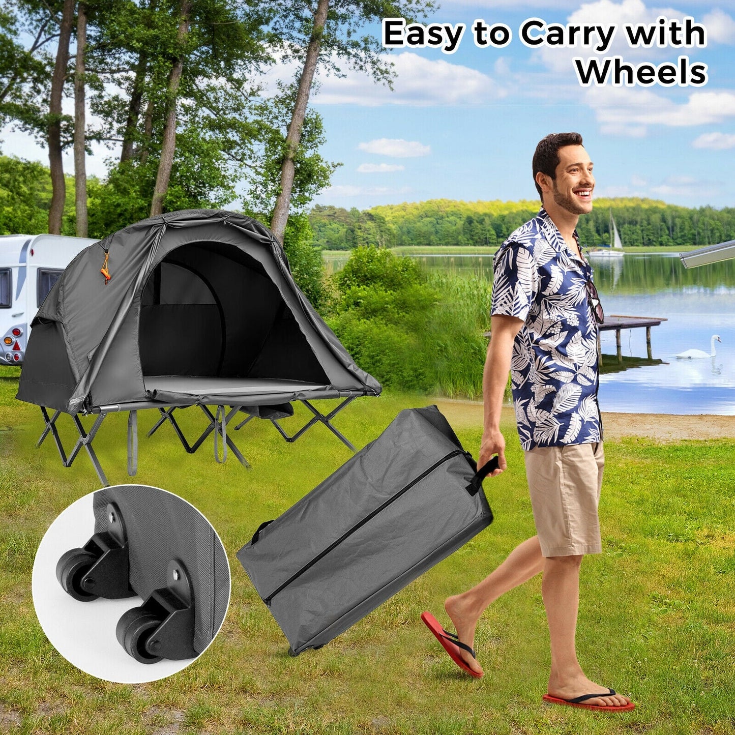 2-Person Outdoor Camping Tent with External Cover