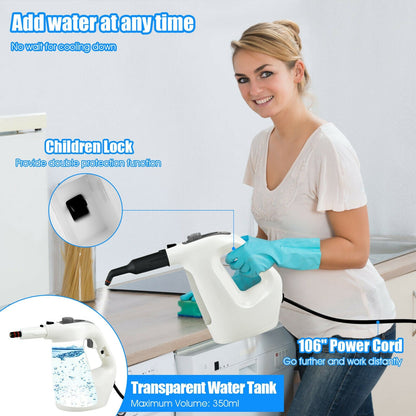 1400W Multipurpose Pressurized Steam Cleaner With 17 Pieces Accessories