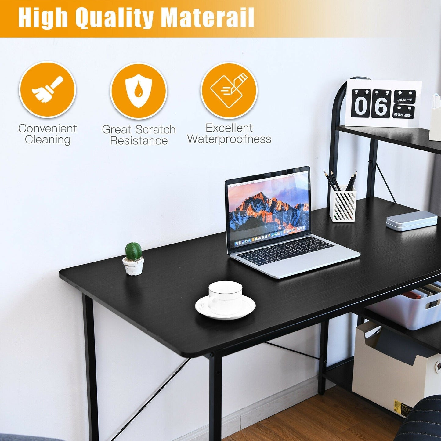 48-Inch Reversible Computer Desk with Storage Shelf