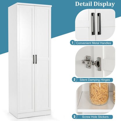 70 Inch Freestanding Storage Cabinet with 2 Doors and 5 Shelves