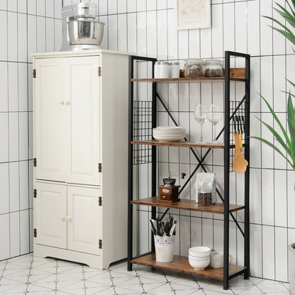 4 -Tier Industrial Open Storage Bookshelf-Coffee
