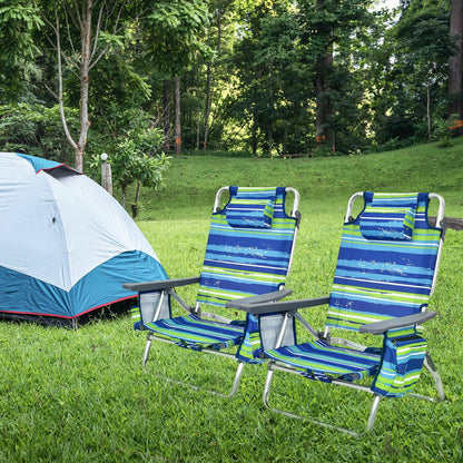4-Pack 5-Position Outdoor Folding Backpack Beach Reclining Chair with Pillow
