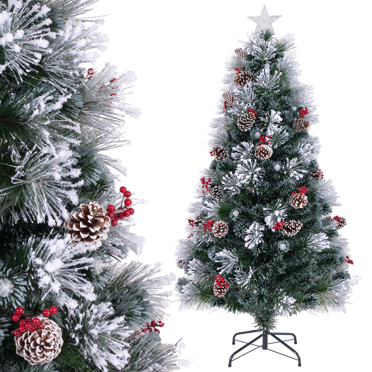 5 FT Flocked Christmas Tree with 8 Lighting Modes