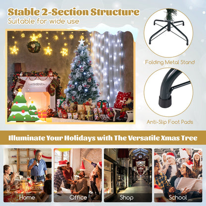 5 FT Flocked Christmas Tree with 8 Lighting Modes