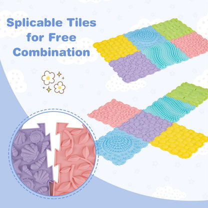 Interlocking Sensory Mats 6-Piece Set with Textured Surfaces