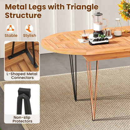 6 Person 71 Inch Patio Dining Table with Teak Wood Tabletop