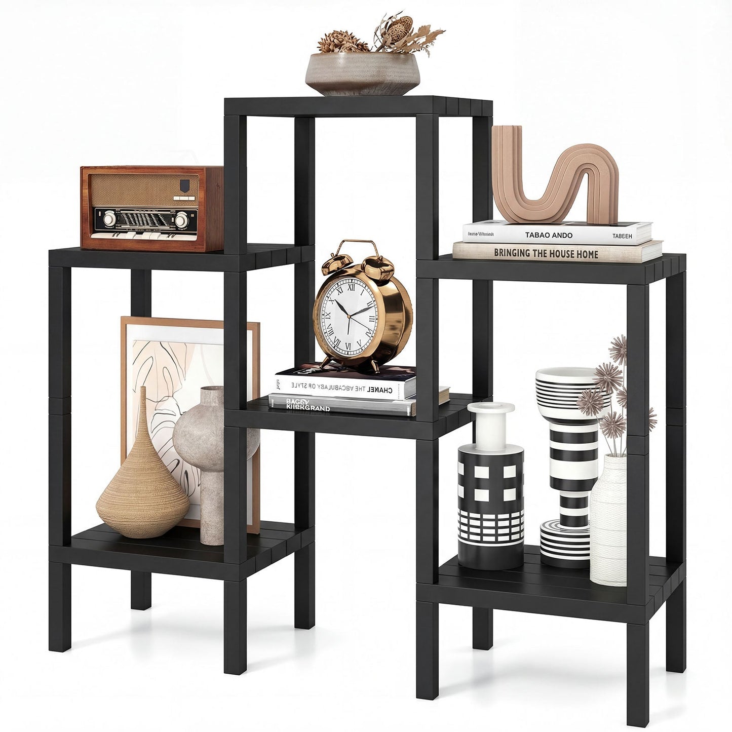 6-Tier Plastic Modular Storage Shelves for Living Room and Kitchen