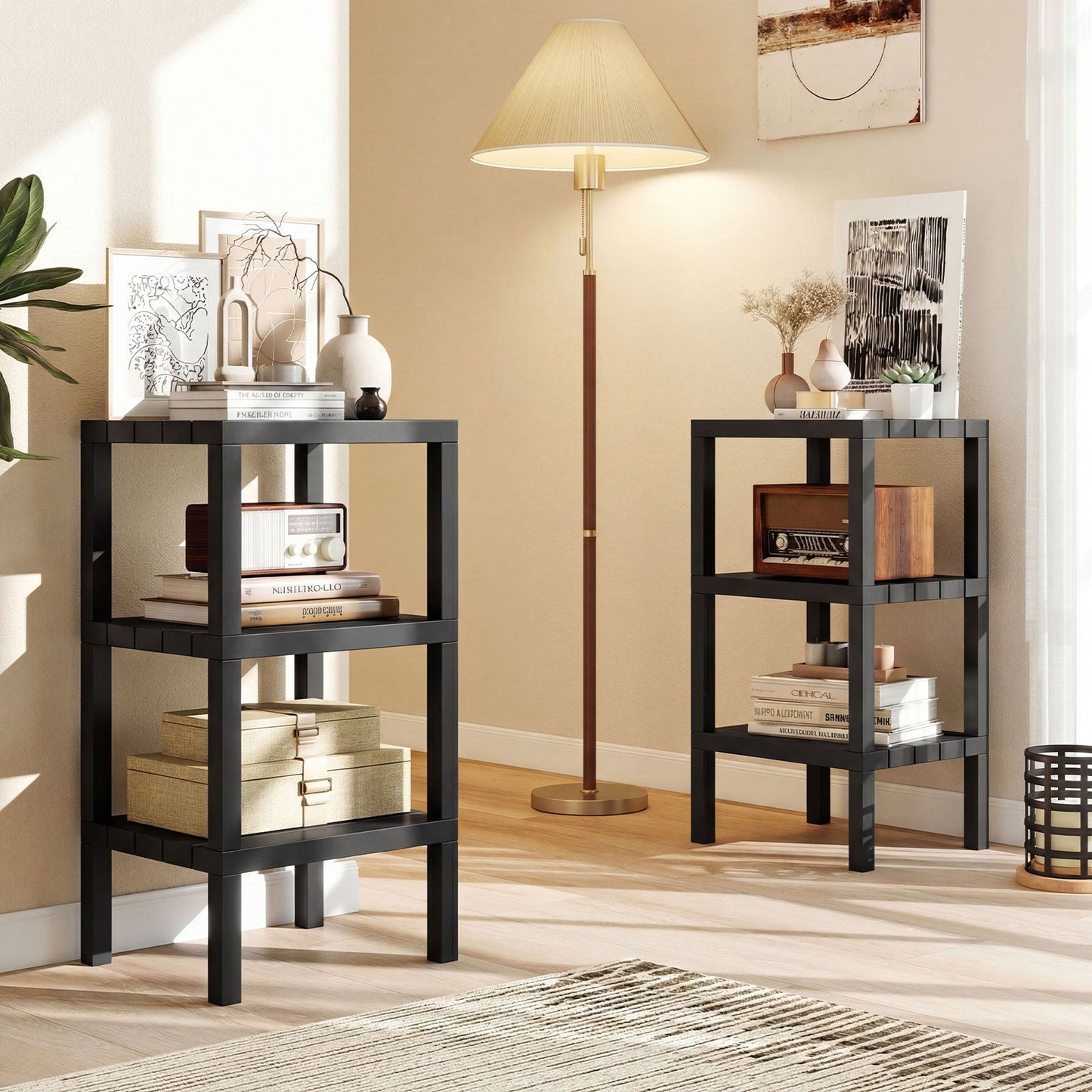 6-Tier Plastic Modular Storage Shelves for Living Room and Kitchen