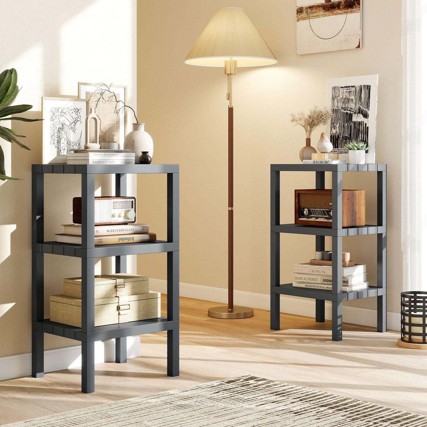 6-Tier Plastic Modular Storage Shelves for Living Room and Kitchen