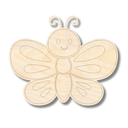 Unfinished Wood Etched Butterfly Shape | Paint By Line Crafts | up to 30" DIY