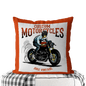 Motorcycle-Themed Double-Sided Square Pillow