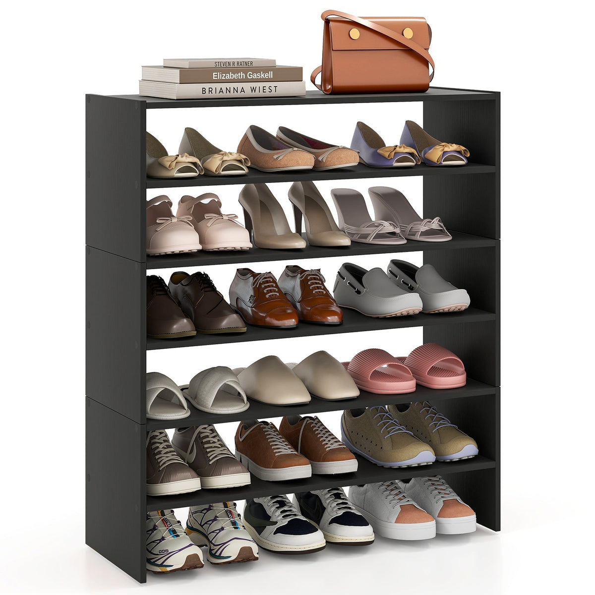 6-tier Shoe Rack with Anti-tipping Device for Entryway