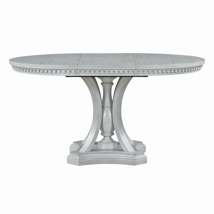 Retro 5-piece Dining Set Extendable Round Table and 4 Chairs for Kitchen Dining
