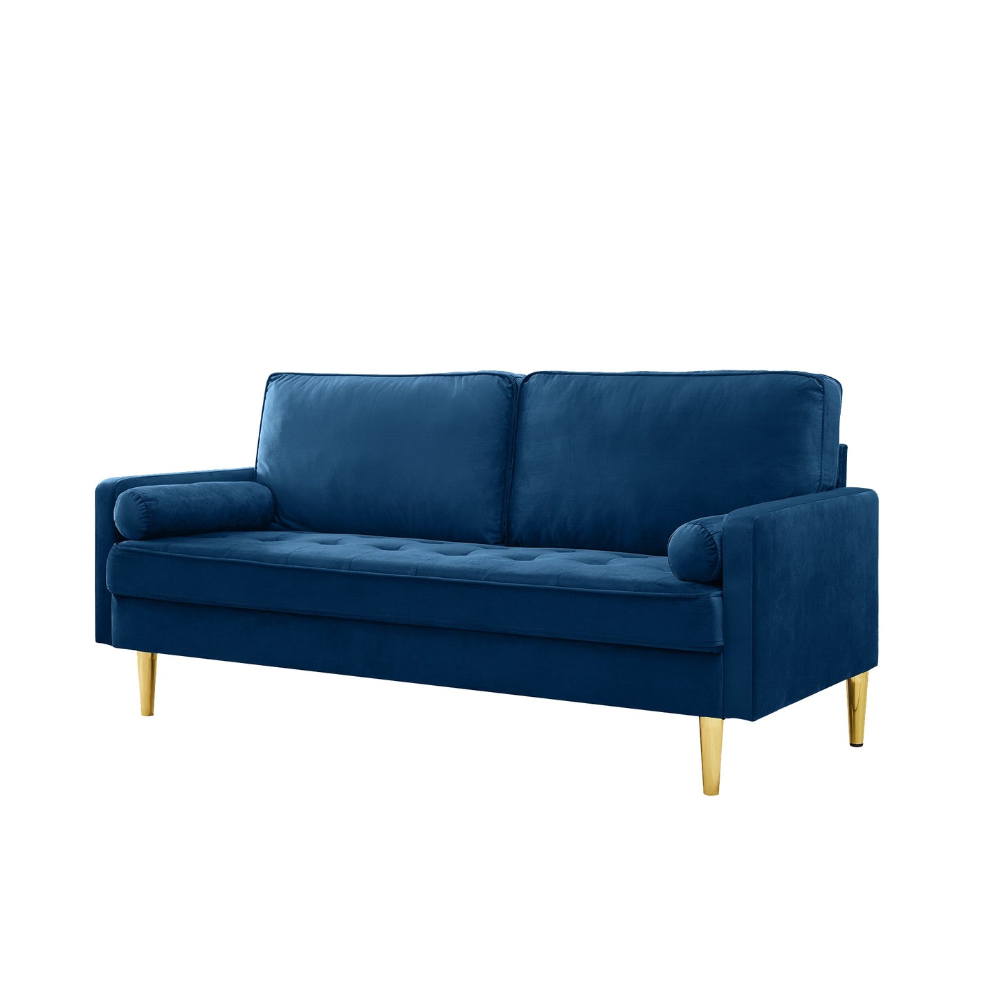 Sofa Minimalist Velvet Navy Gold Metal Legs 2 Seat 65 In 800 LB