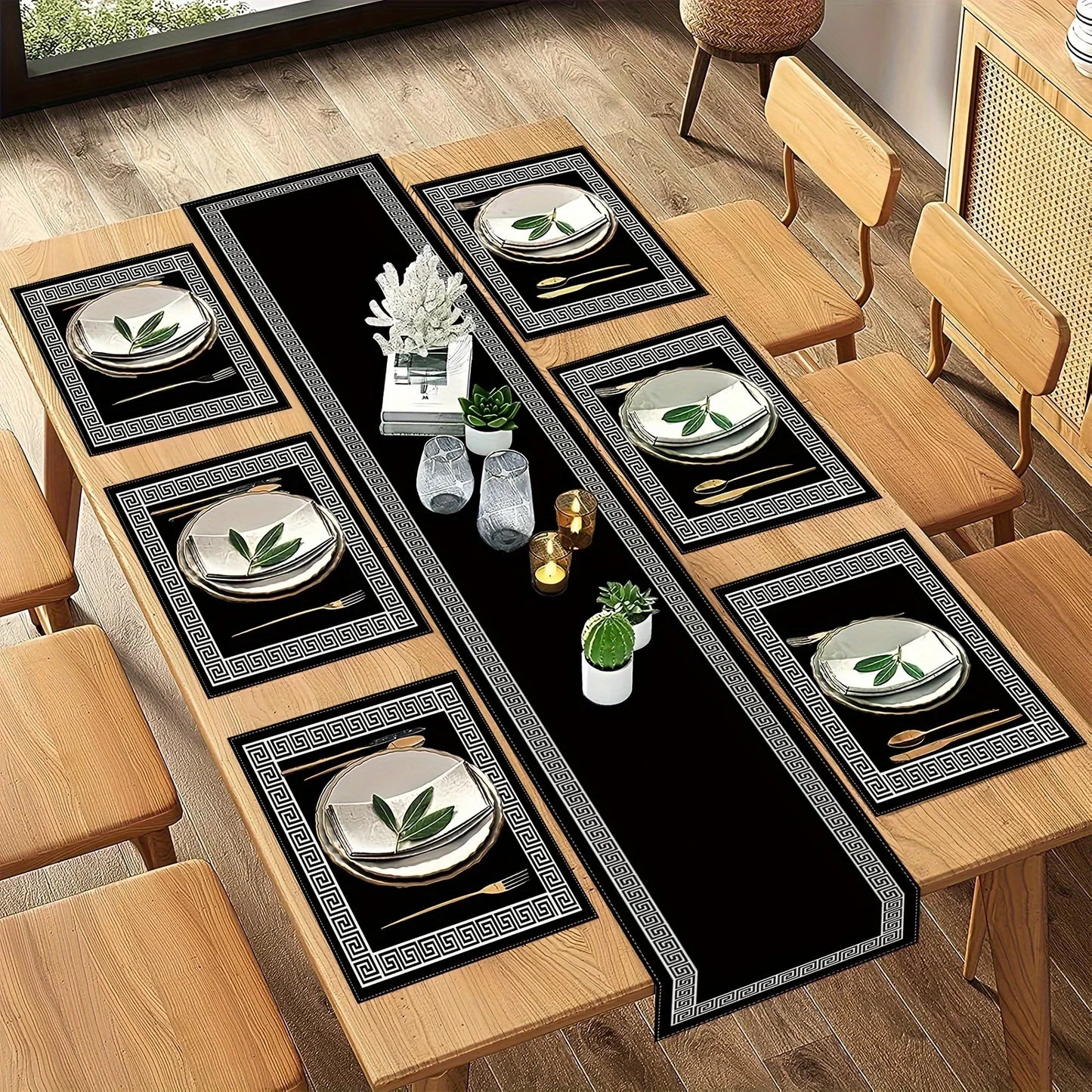 VIKAMA 5/7PC Luxury Geometric Placemat Table Flag Set Restaurant Cafe Decoration High-end Banquet Arrangement