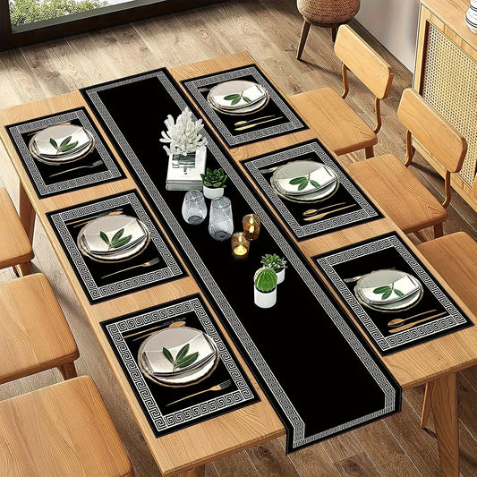 VIKAMA 5/7PC Luxury Geometric Placemat Table Flag Set Restaurant Cafe Decoration High-end Banquet Arrangement