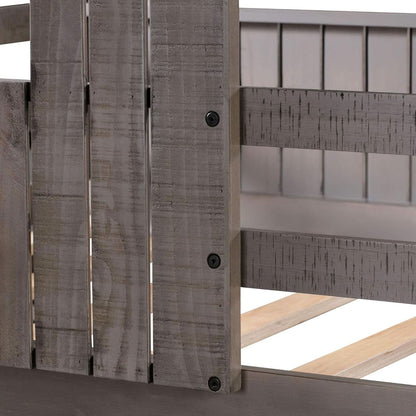 House Bunk Beds Twin Over Full Wood Distressed Grey