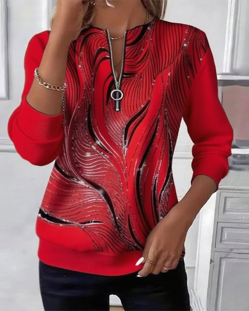 Womens Stylish Patchwork Striped Half-Zip Hoodie