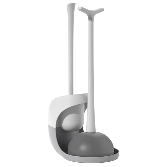 Toilet Plunger and Brush Combo Set with Ventilated Holder 2 in 1 Toilet Cleaning Tools Set with Caddy Stand for Bathroom