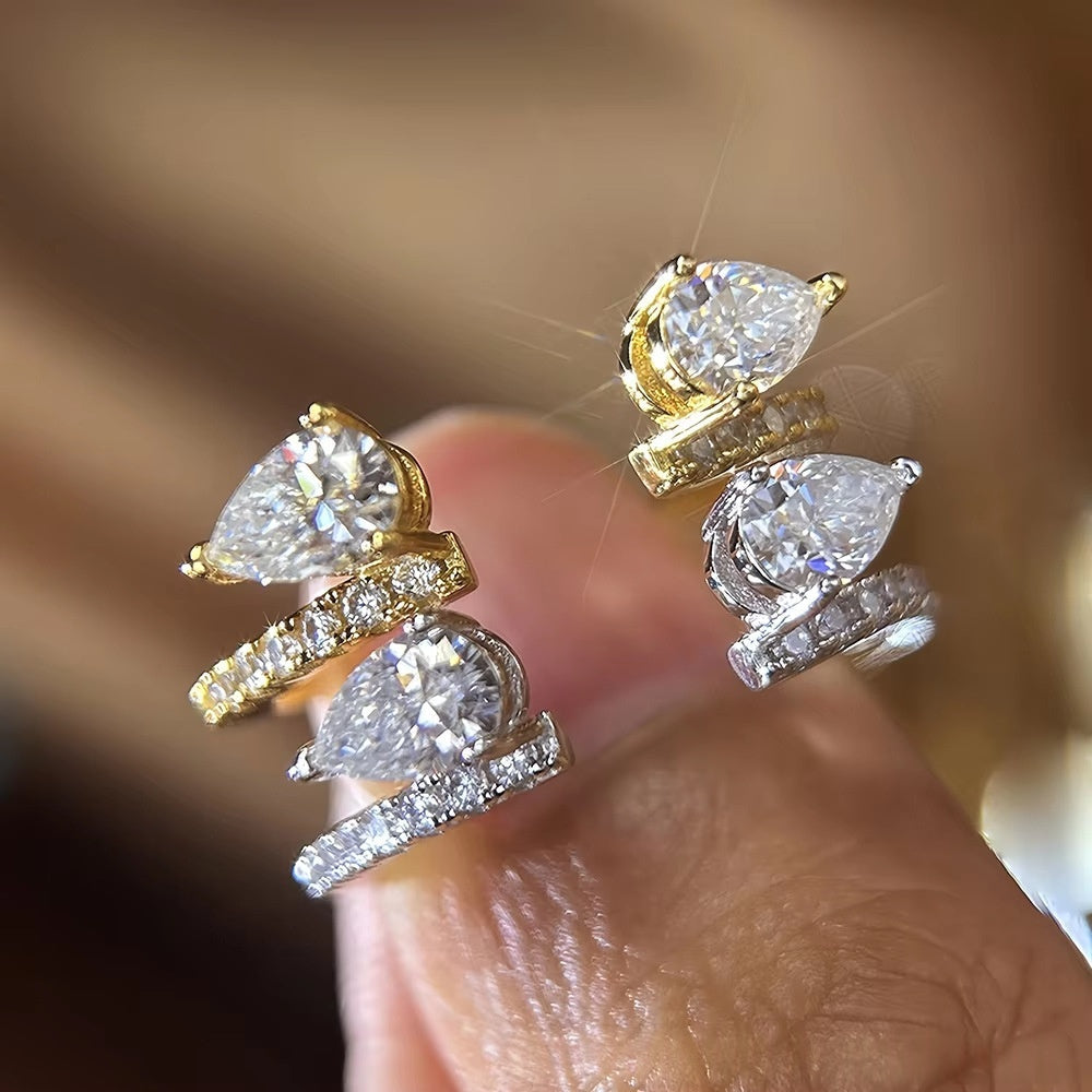 925 Sterling Silver 4-carat Marquise-cut Diamond Moissanite Ring For Women