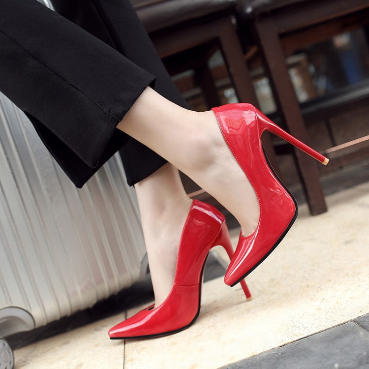 Women's Pointed-Toe Stiletto Pumps, PU Upper, Sizes 35-52