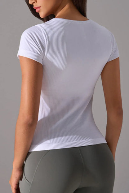 Square Neck Active T-Shirt with Detachable Chest Pads